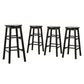 Stool Haven 4x Bar Stools Round Chairs Wooden Black
