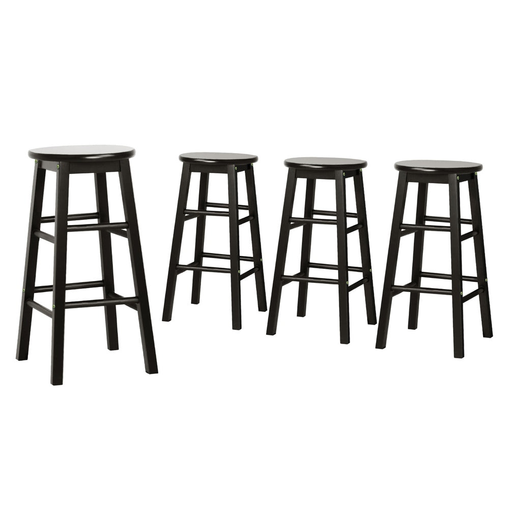 Stool Haven 4x Bar Stools Round Chairs Wooden Black