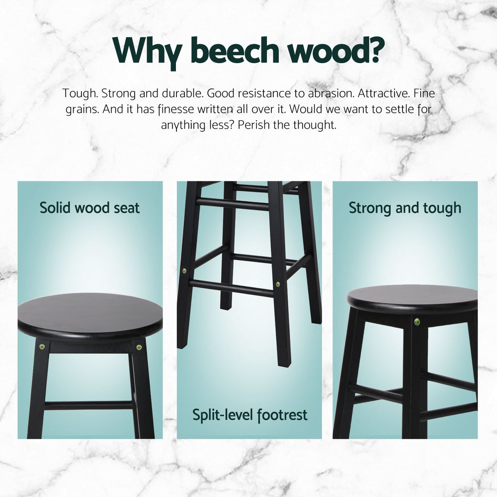 Stool Haven 4x Bar Stools Round Chairs Wooden Black