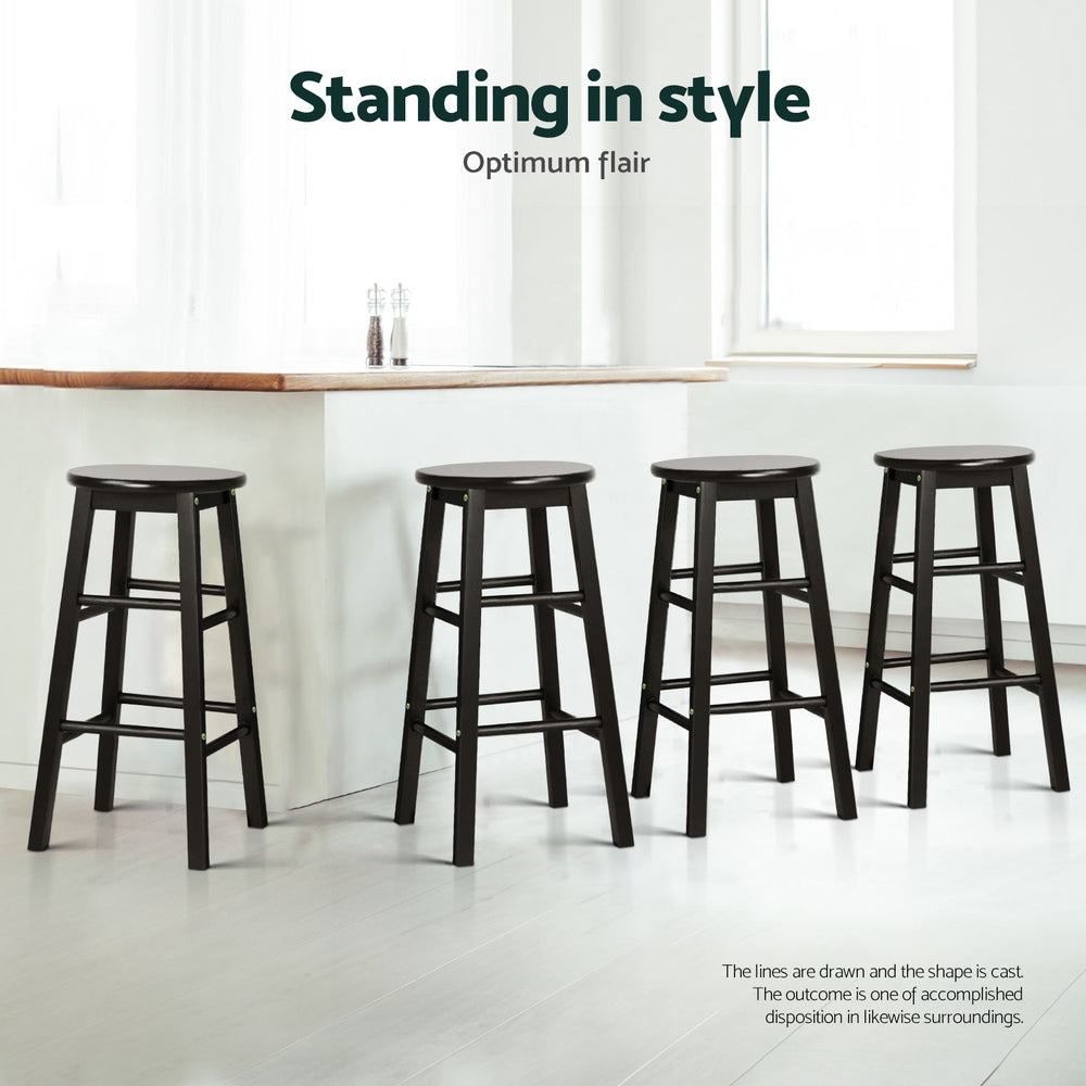 Stool Haven 4x Bar Stools Round Chairs Wooden Black