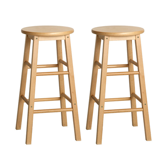 Stool Haven 2x Bar Stools Round Chairs Wooden Nature