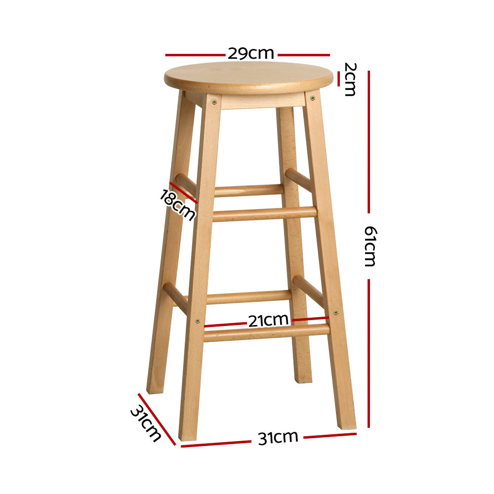 Stool Haven 2x Bar Stools Round Chairs Wooden Nature
