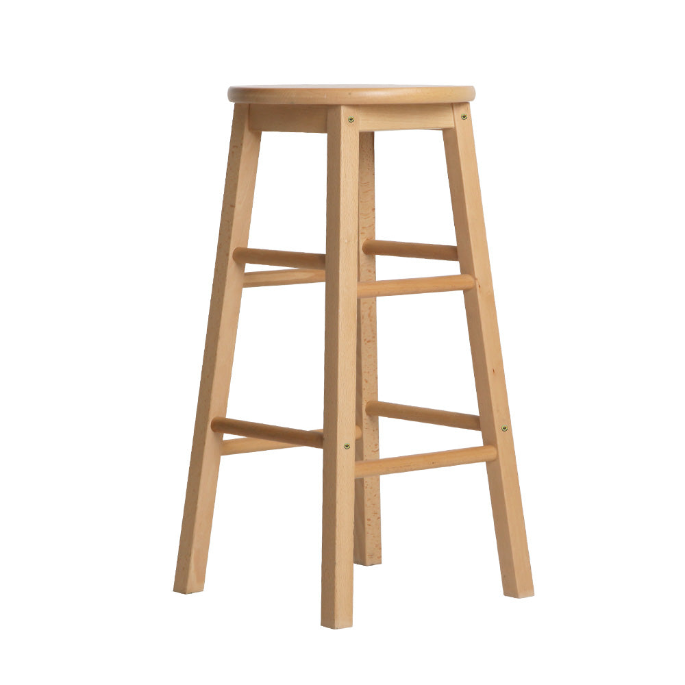 Stool Haven 2x Bar Stools Round Chairs Wooden Nature