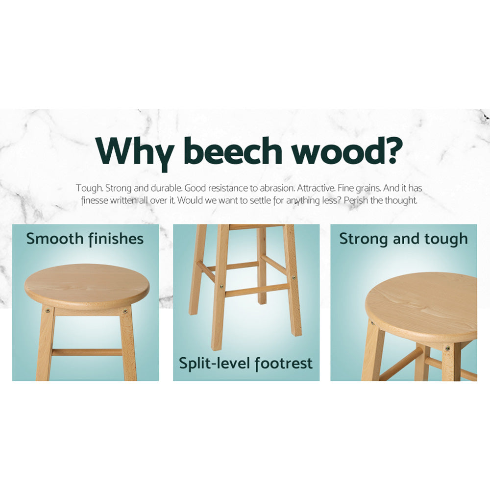 Stool Haven 2x Bar Stools Round Chairs Wooden Nature