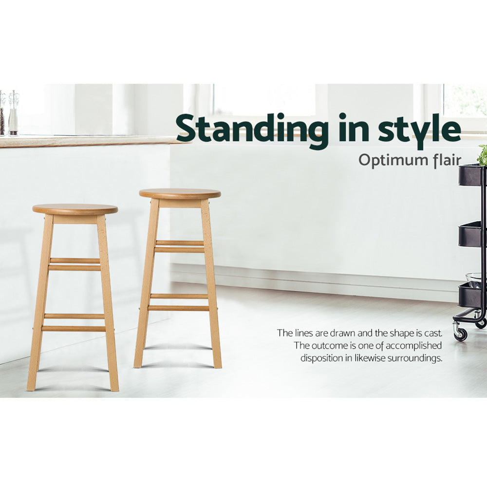 Stool Haven 2x Bar Stools Round Chairs Wooden Nature