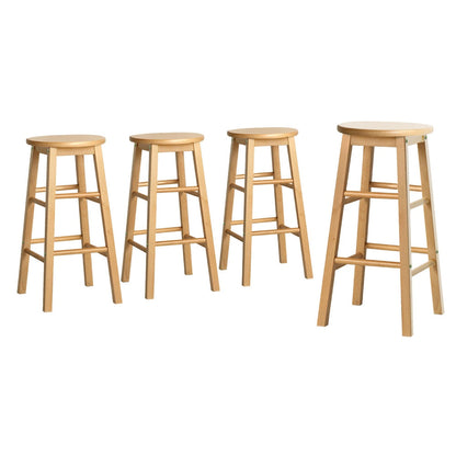 Stool Haven 4x Bar Stools Round Chairs Wooden Nature