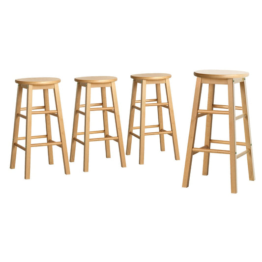 Stool Haven 4x Bar Stools Round Chairs Wooden Nature