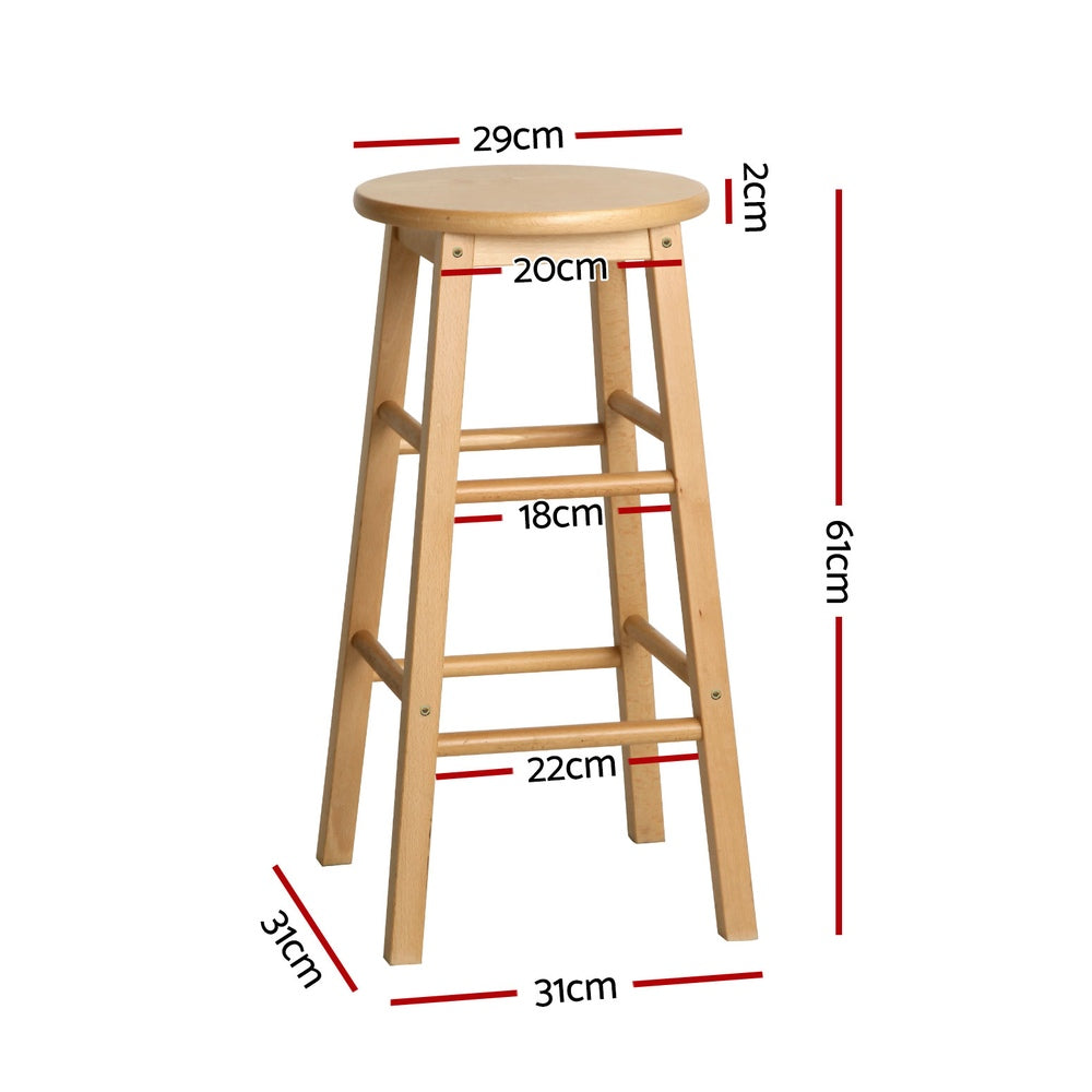 Stool Haven 4x Bar Stools Round Chairs Wooden Nature