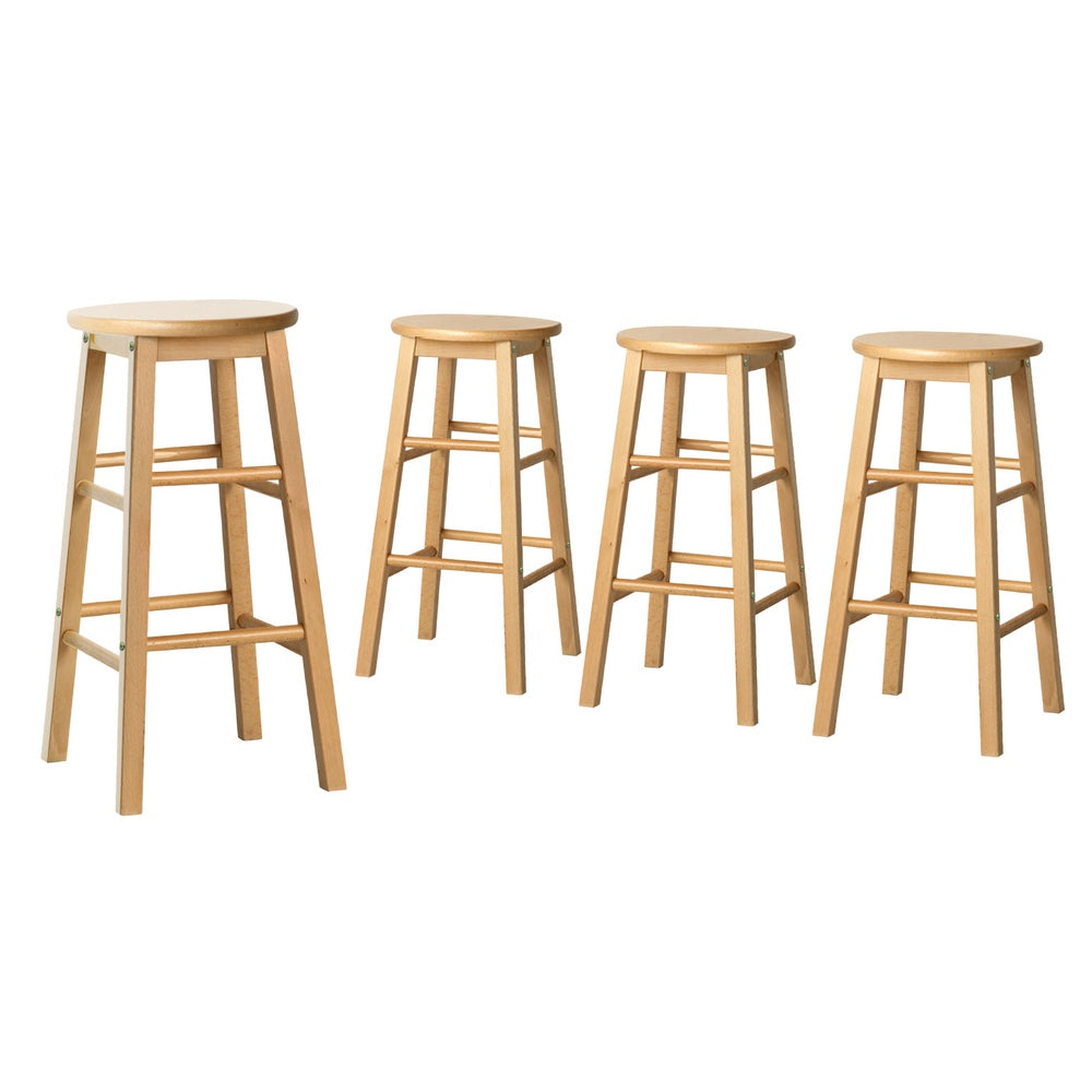 Stool Haven 4x Bar Stools Round Chairs Wooden Nature