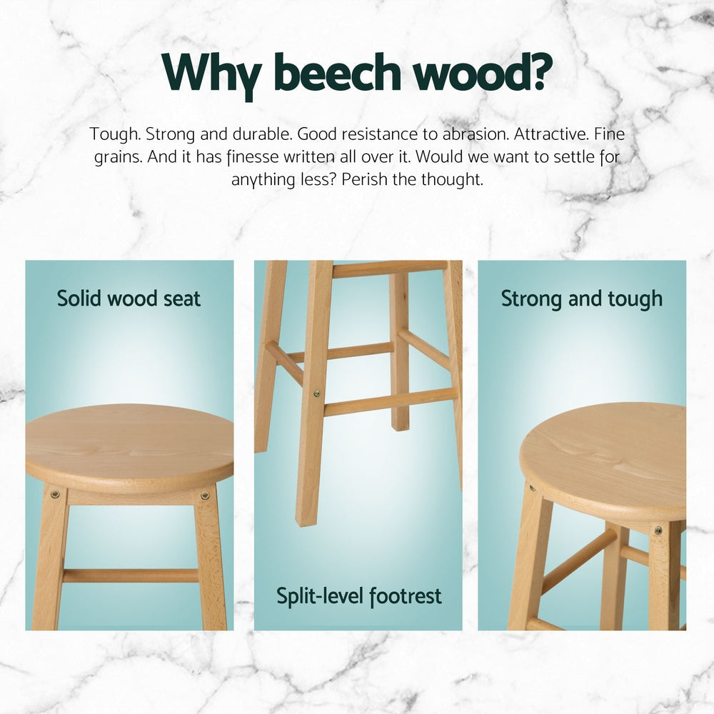 Stool Haven 4x Bar Stools Round Chairs Wooden Nature