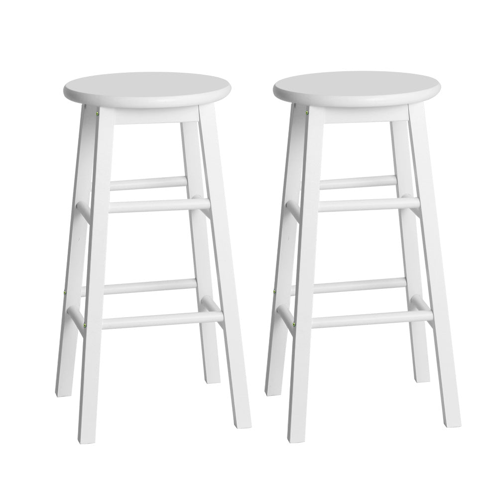 Stool Haven 2x Bar Stools Round Chairs Wooden White