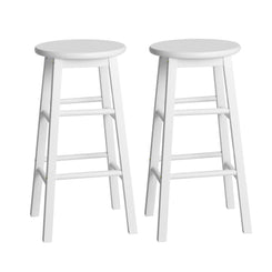 Stool Haven 2x Bar Stools Round Chairs Wooden White