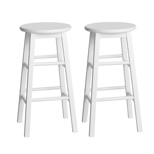 Stool Haven 2x Bar Stools Round Chairs Wooden White
