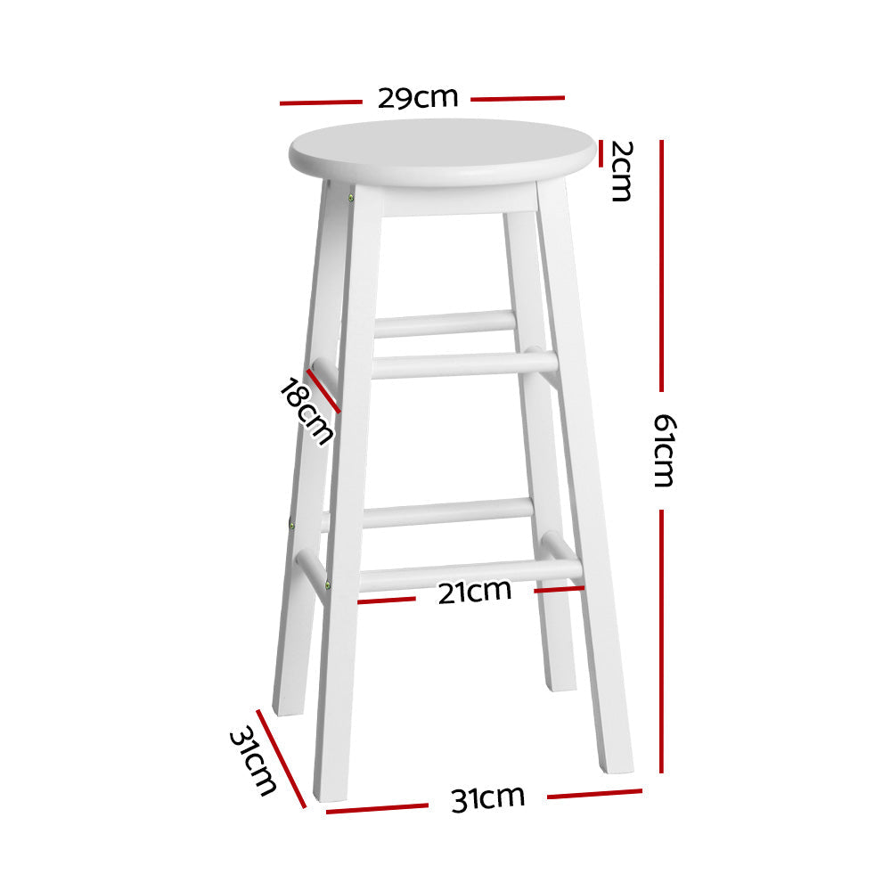 Stool Haven 2x Bar Stools Round Chairs Wooden White