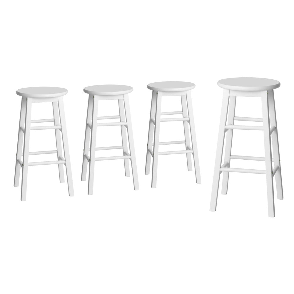 Stool Haven 4x Bar Stools Round Chairs Wooden White