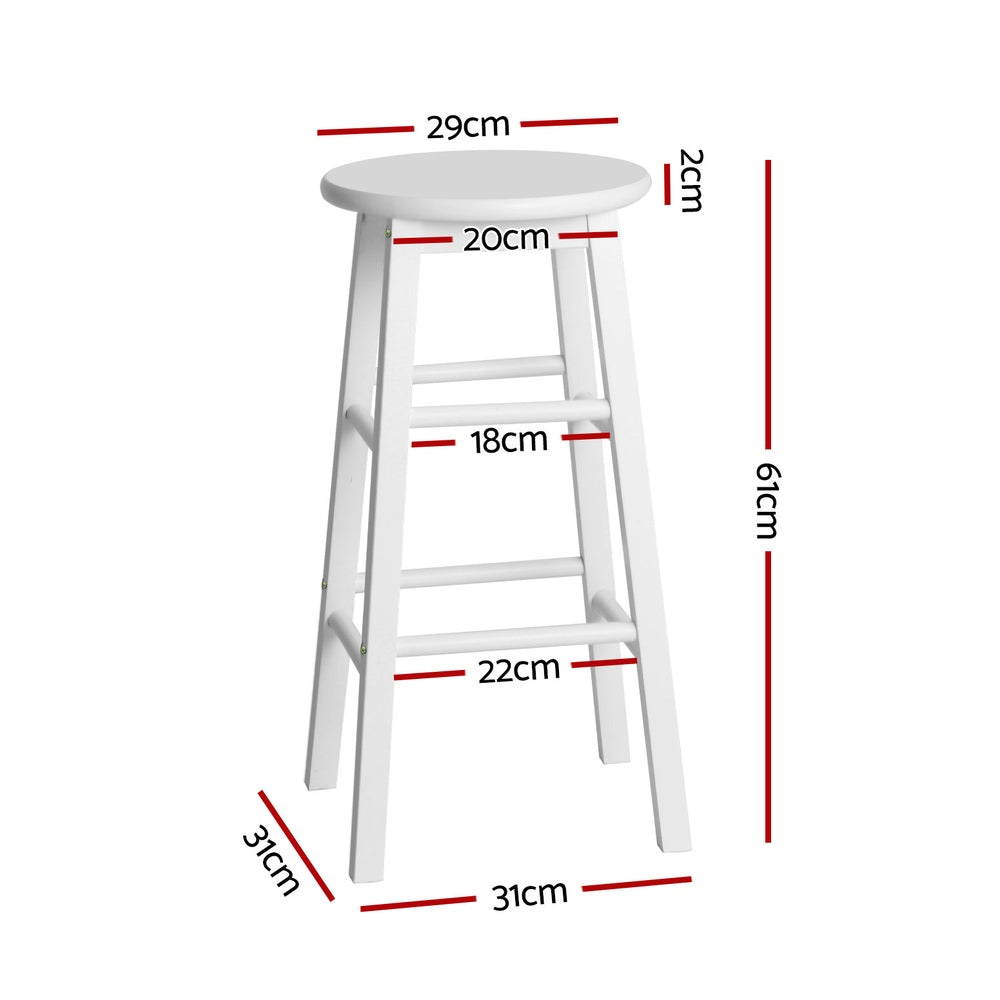 Stool Haven 4x Bar Stools Round Chairs Wooden White