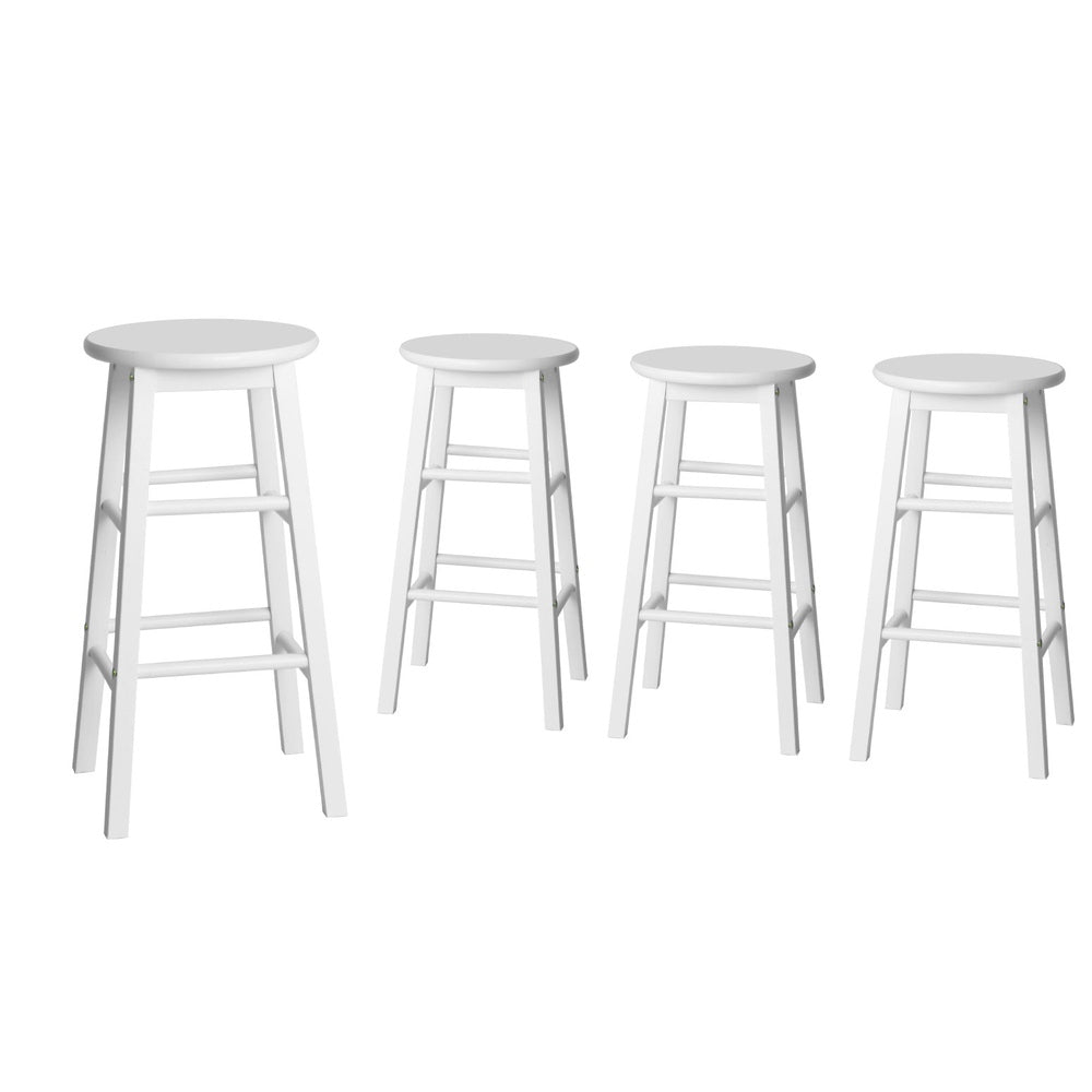 Stool Haven 4x Bar Stools Round Chairs Wooden White