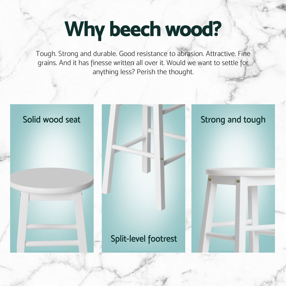 Stool Haven 4x Bar Stools Round Chairs Wooden White