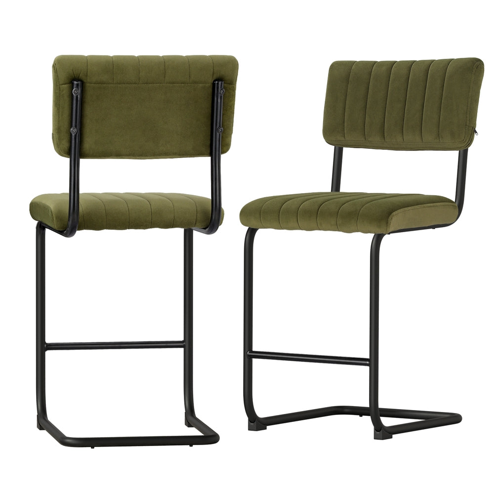 Stool Haven 2x Bar Stools Velvet Chairs Green