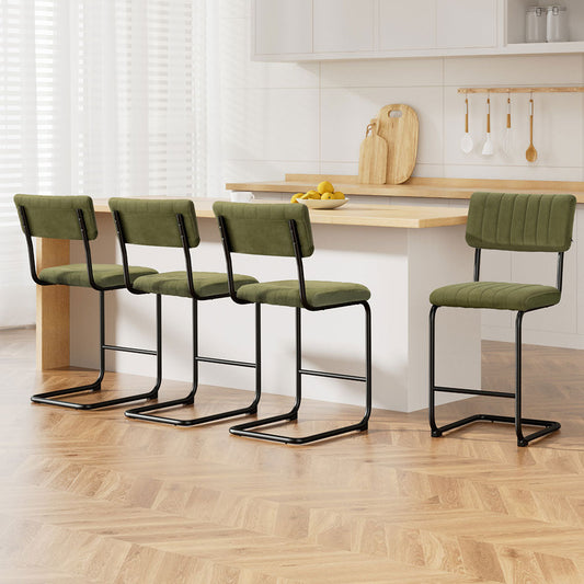 Stool Haven 4x Bar Stools Velvet Chairs Green