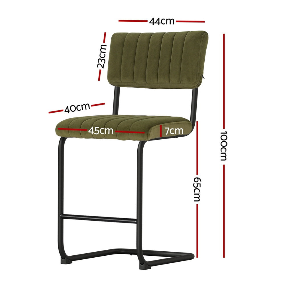 Stool Haven 4x Bar Stools Velvet Chairs Green