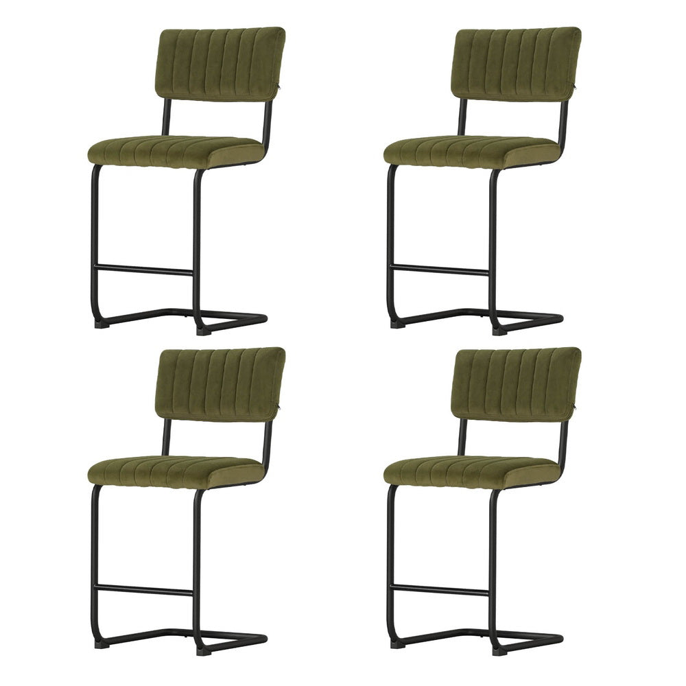 Stool Haven 4x Bar Stools Velvet Chairs Green