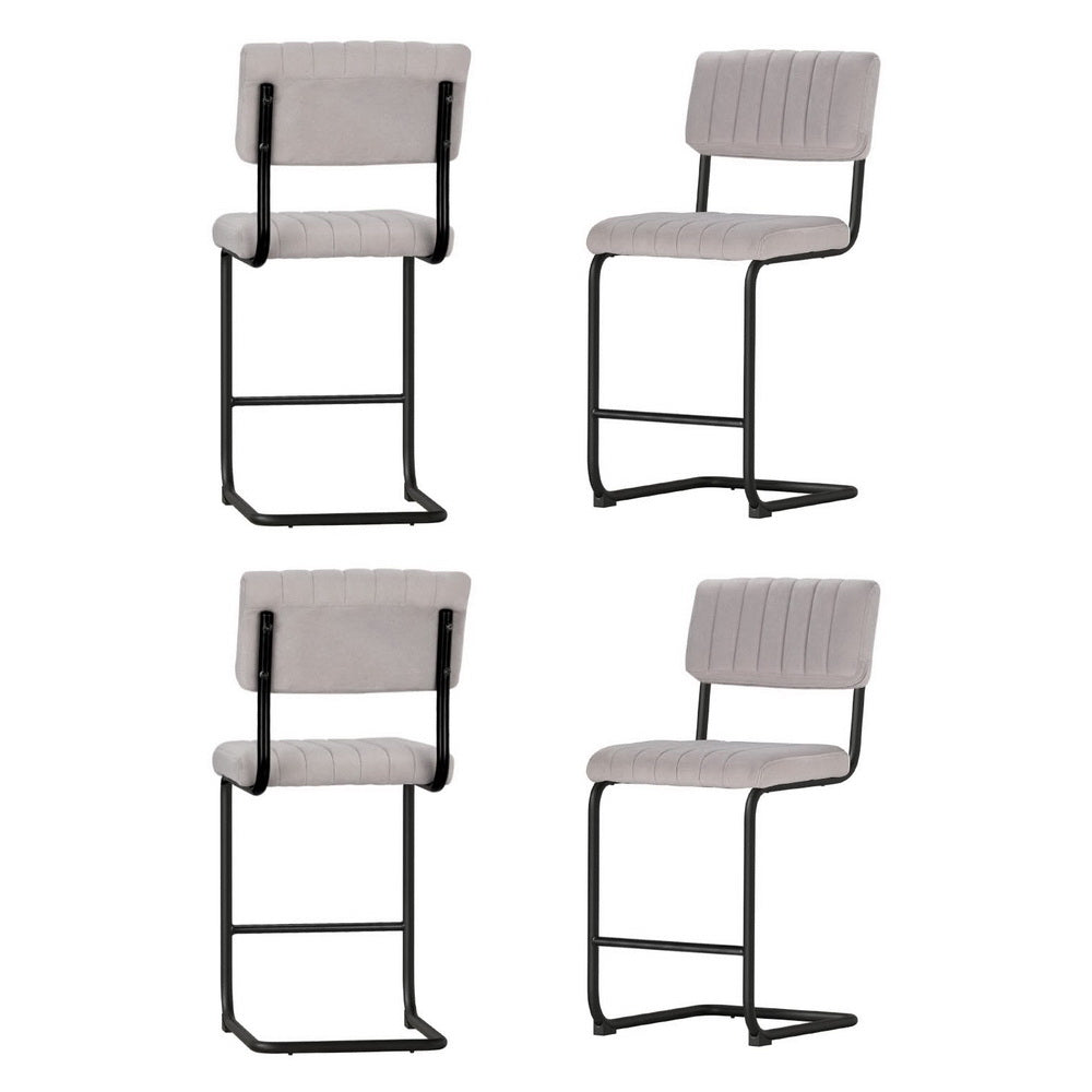 Stool Haven 4x Bar Stools Velvet Chairs Grey