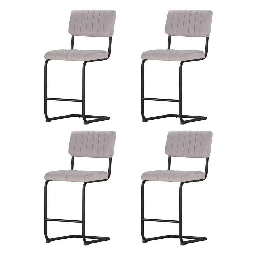 Stool Haven 4x Bar Stools Velvet Chairs Grey