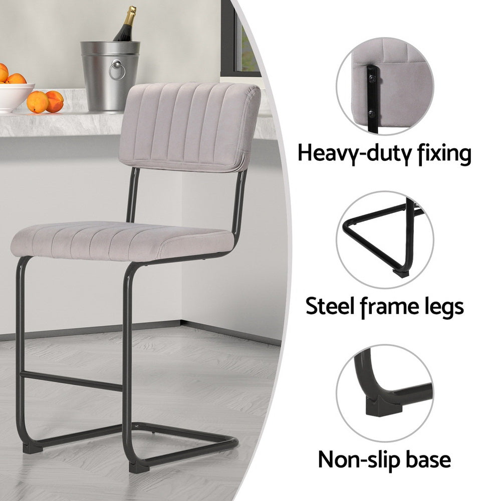 Stool Haven 4x Bar Stools Velvet Chairs Grey