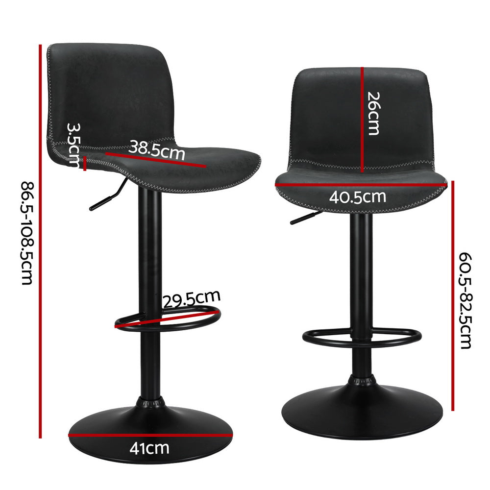 Stool Haven 4 x Bar Stools Kitchen Swivel Gas Lift Chairs Black
