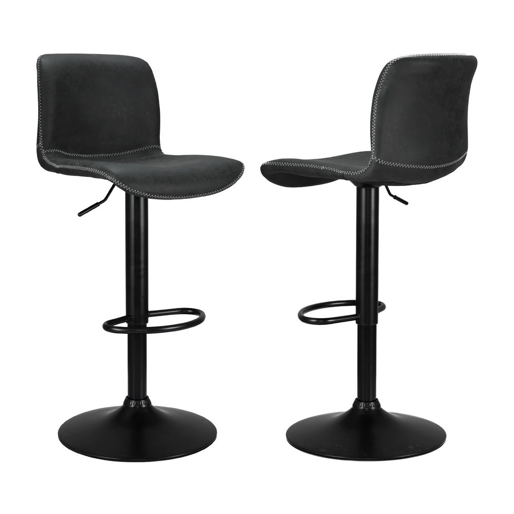 Stool Haven 4 x Bar Stools Kitchen Swivel Gas Lift Chairs Black