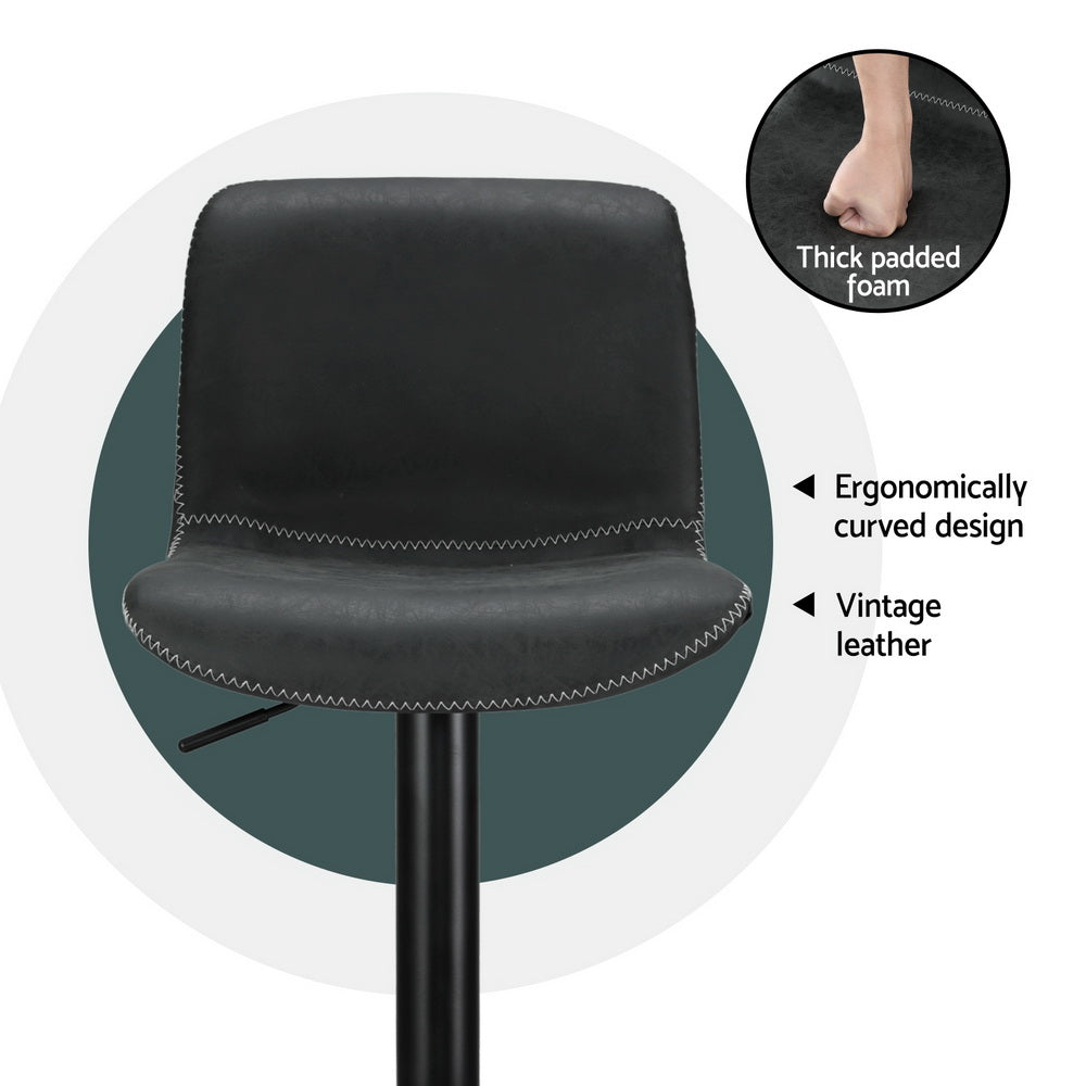 Stool Haven 4 x Bar Stools Kitchen Swivel Gas Lift Chairs Black