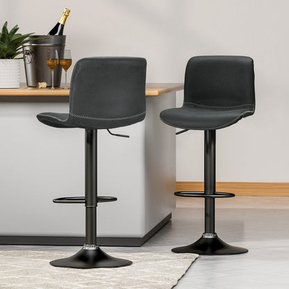 Stool Haven 4 x Bar Stools Kitchen Swivel Gas Lift Chairs Black