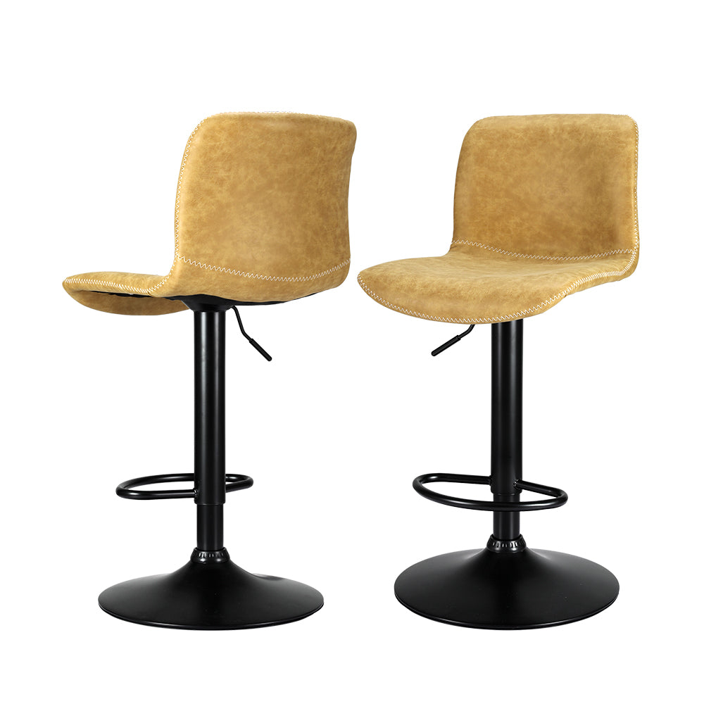Stool Haven 2x Bar Stools Kitchen Swivel Bar Stool Gas Lift Chairs Barstools Brown