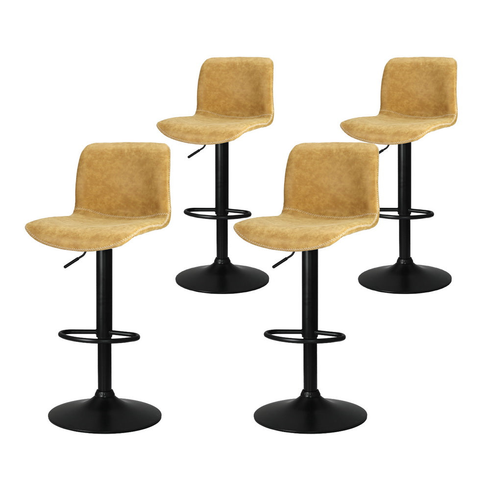 Stool Haven 4x Bar Stools Kitchen Swivel Gas Lift Chairs Brown