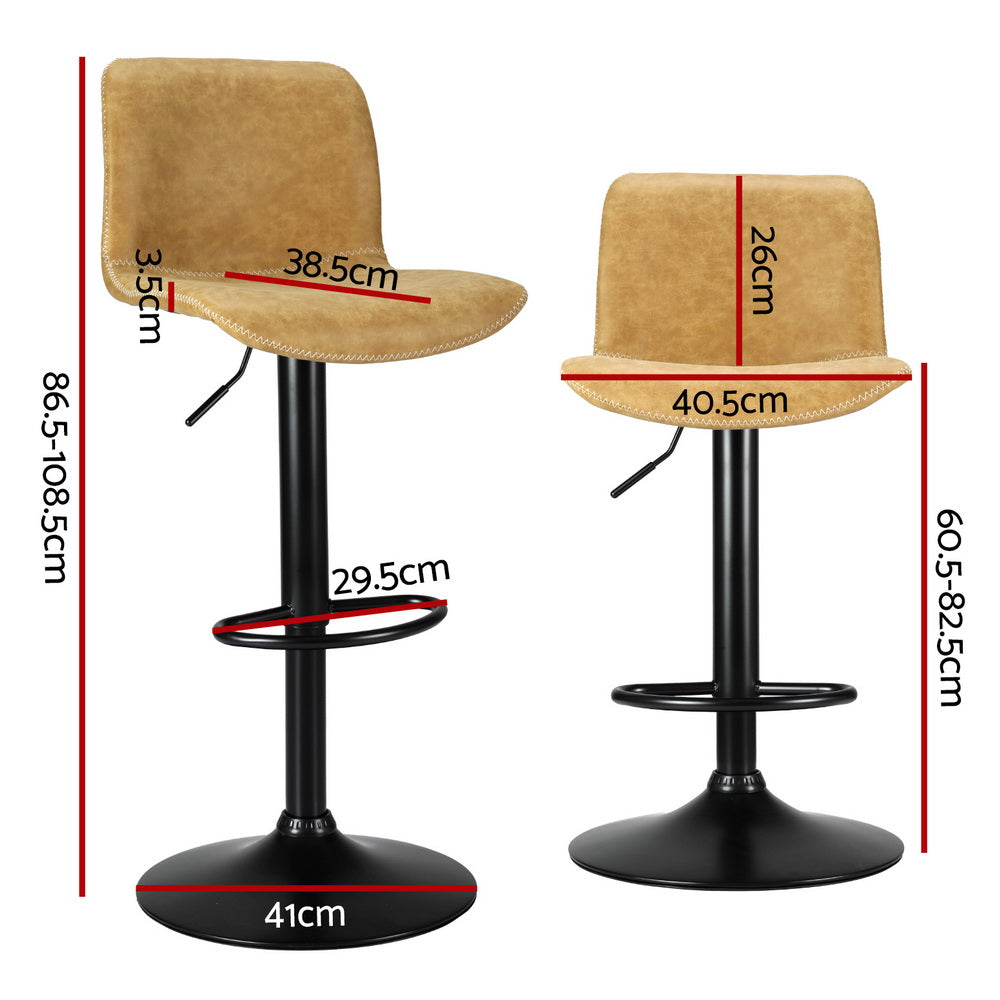 Stool Haven 4x Bar Stools Kitchen Swivel Gas Lift Chairs Brown