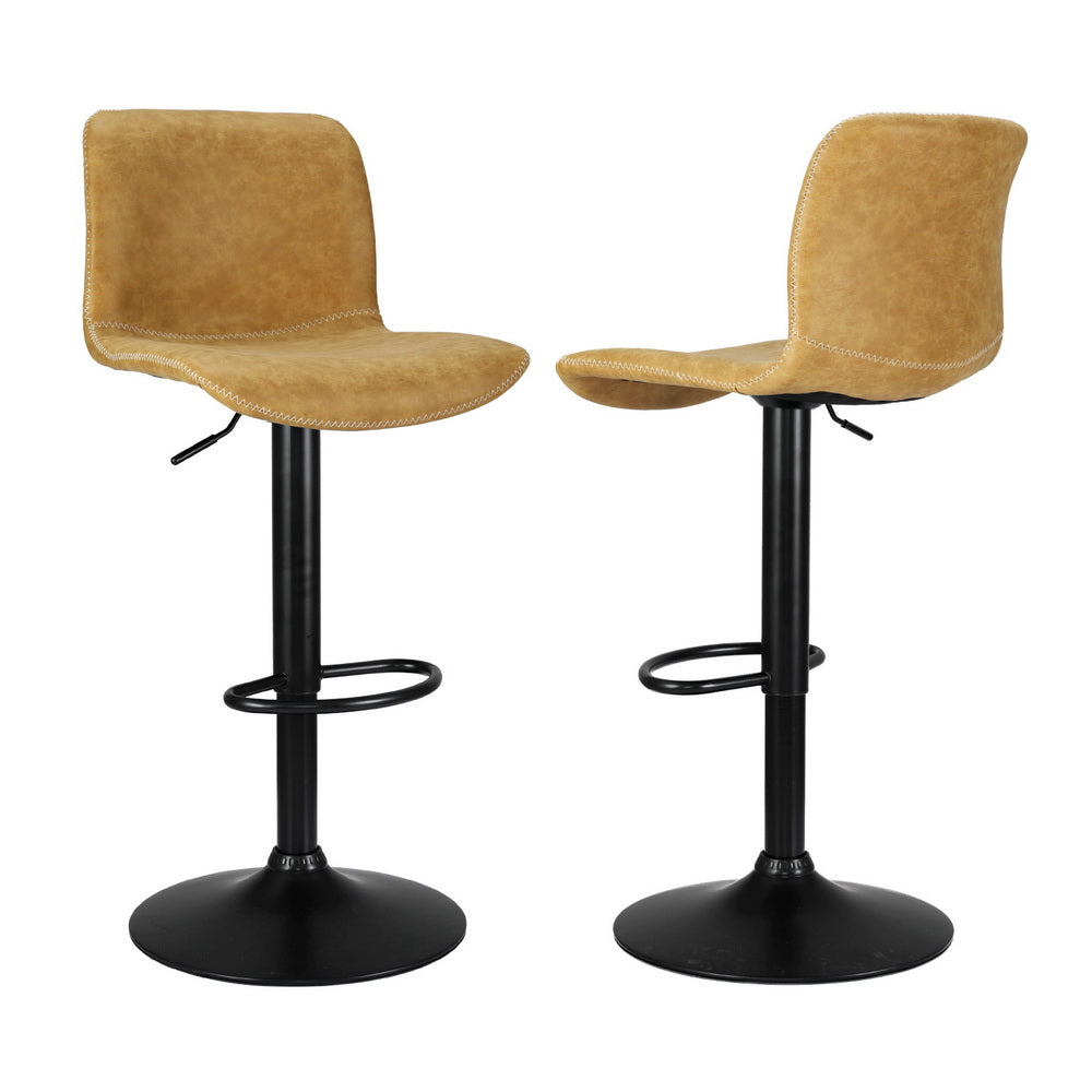 Stool Haven 4x Bar Stools Kitchen Swivel Gas Lift Chairs Brown