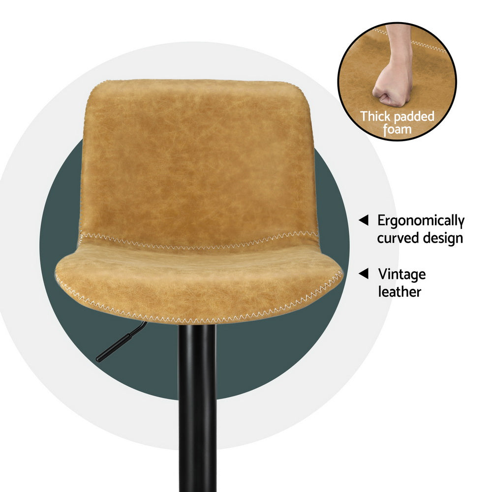 Stool Haven 4x Bar Stools Kitchen Swivel Gas Lift Chairs Brown