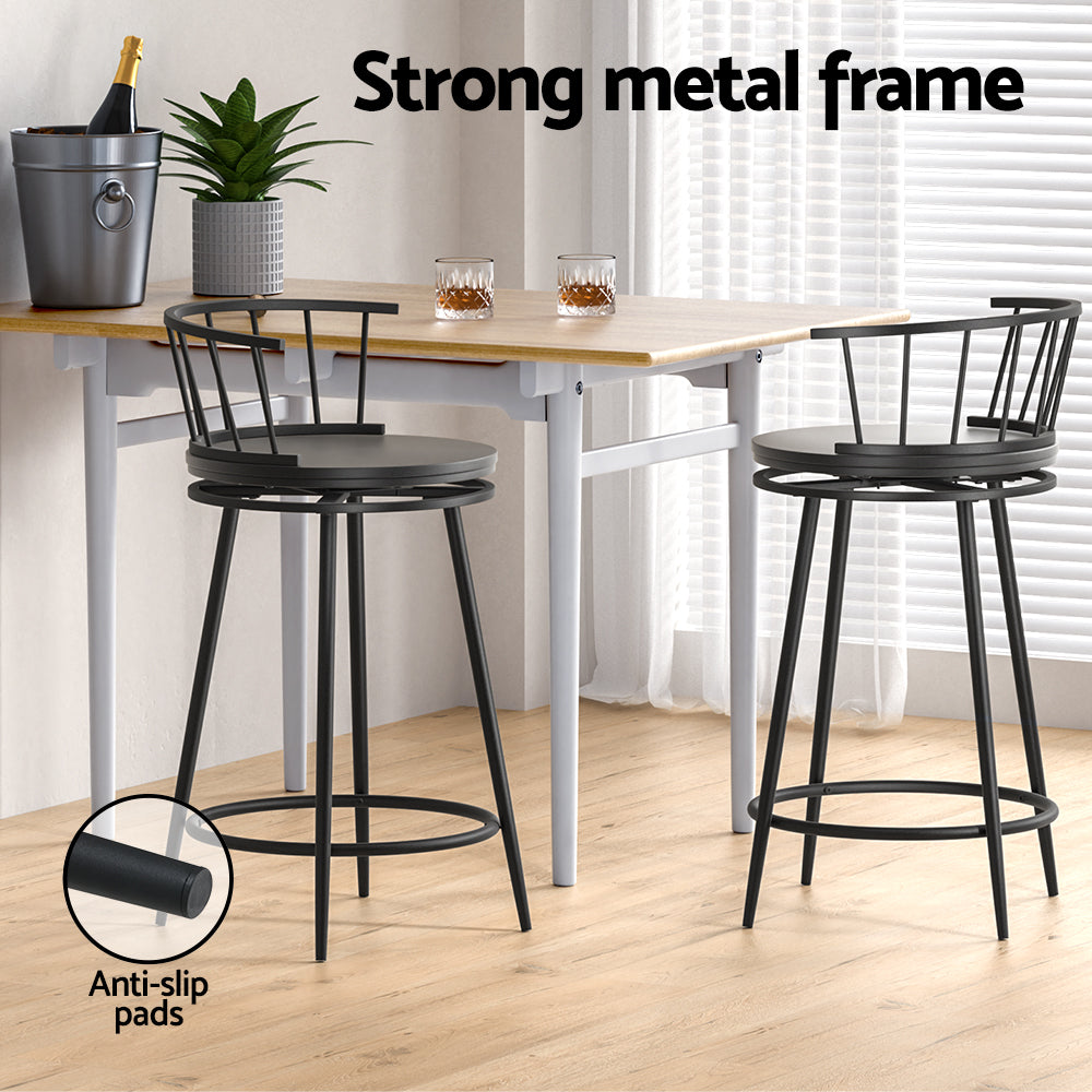 Stool Haven 2x Bar Stools Swivel Metal Chairs