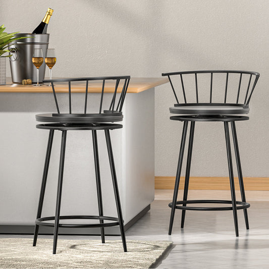 Stool Haven 2x Bar Stools Swivel Metal Chairs