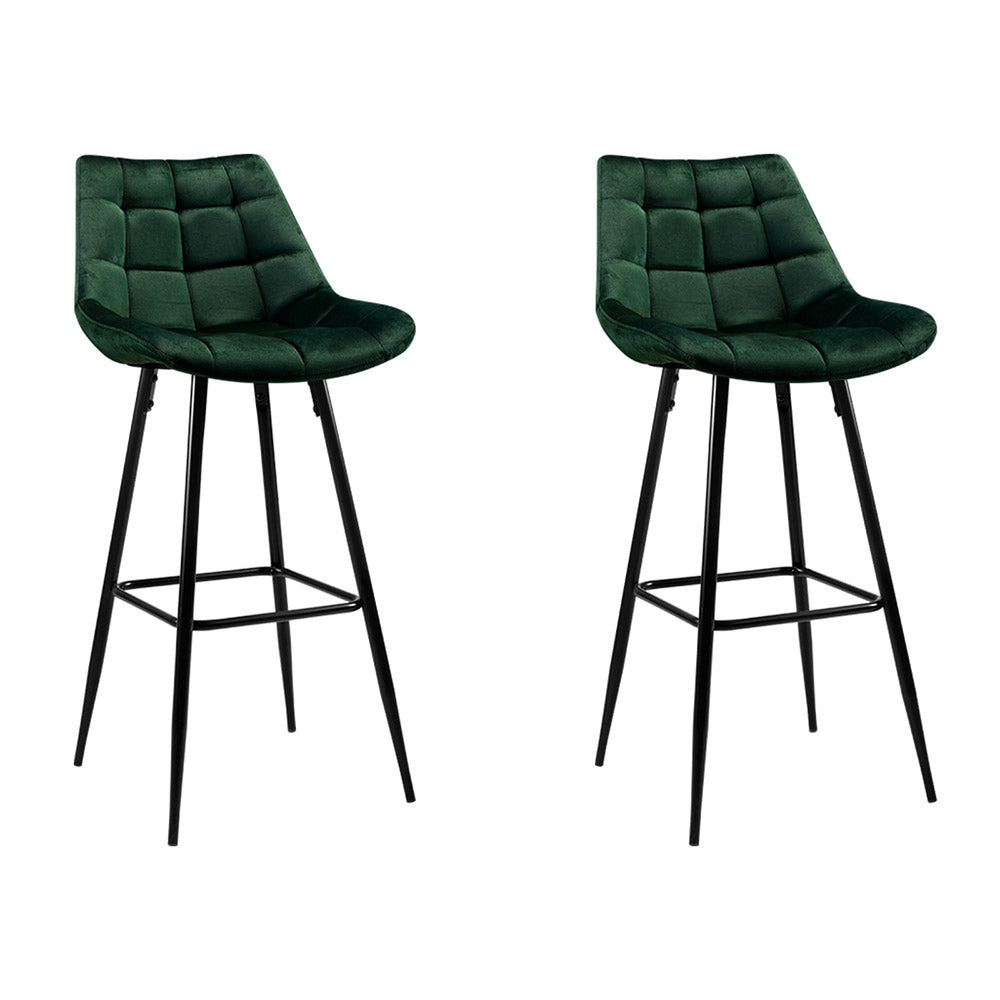 Stool Haven Set of 2 Velvet Bar Stools - Green
