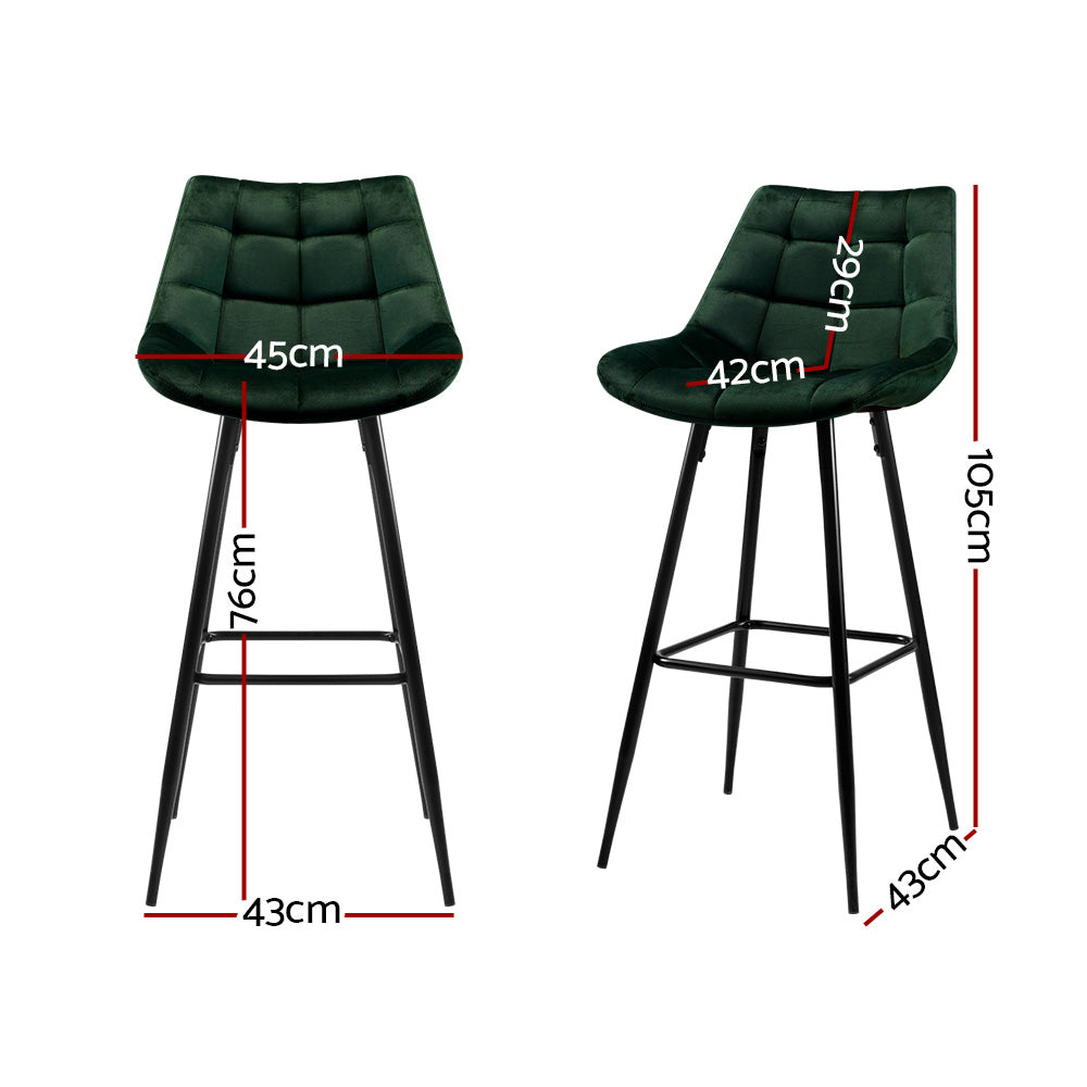 Stool Haven Set of 2 Velvet Bar Stools - Green