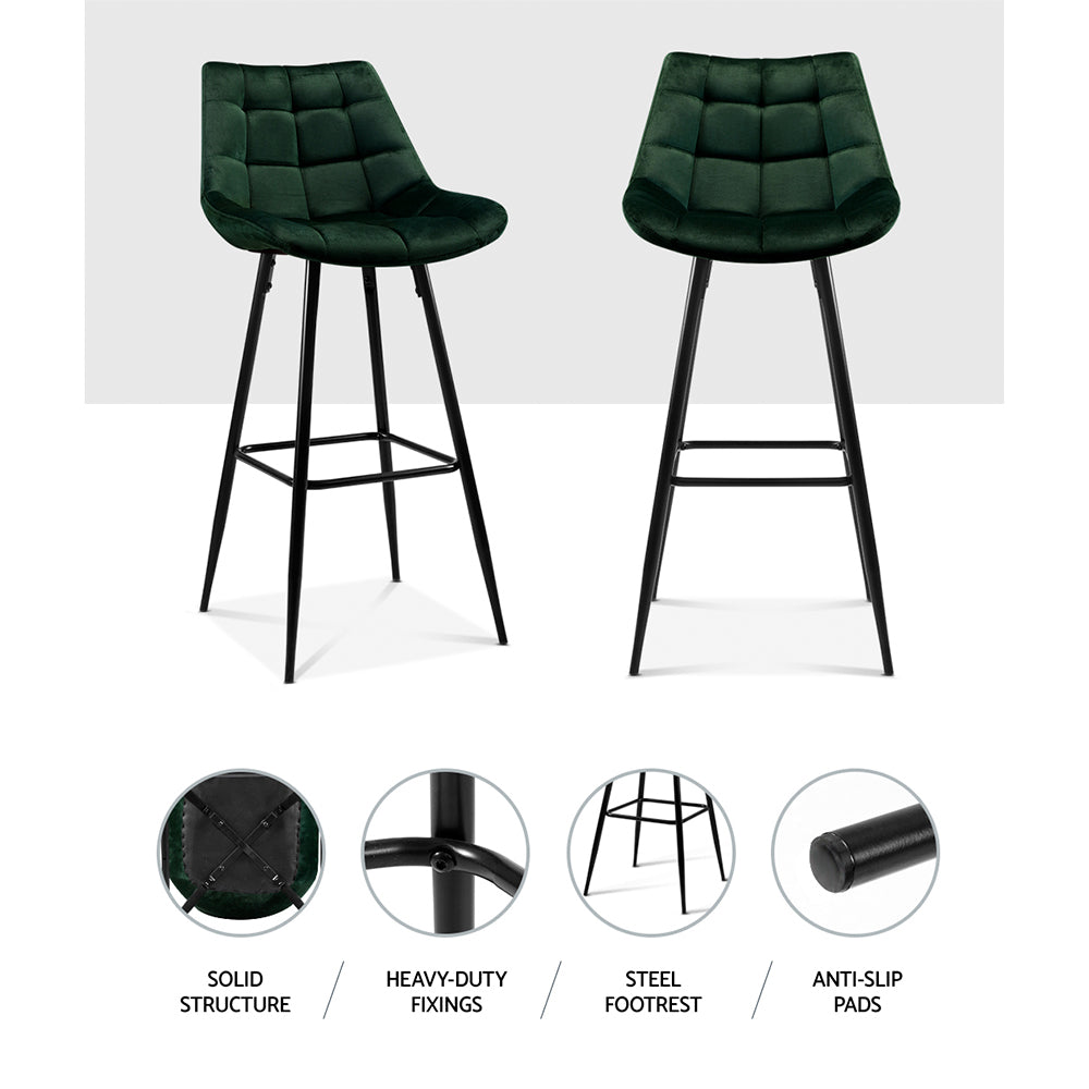 Stool Haven Set of 2 Velvet Bar Stools - Green