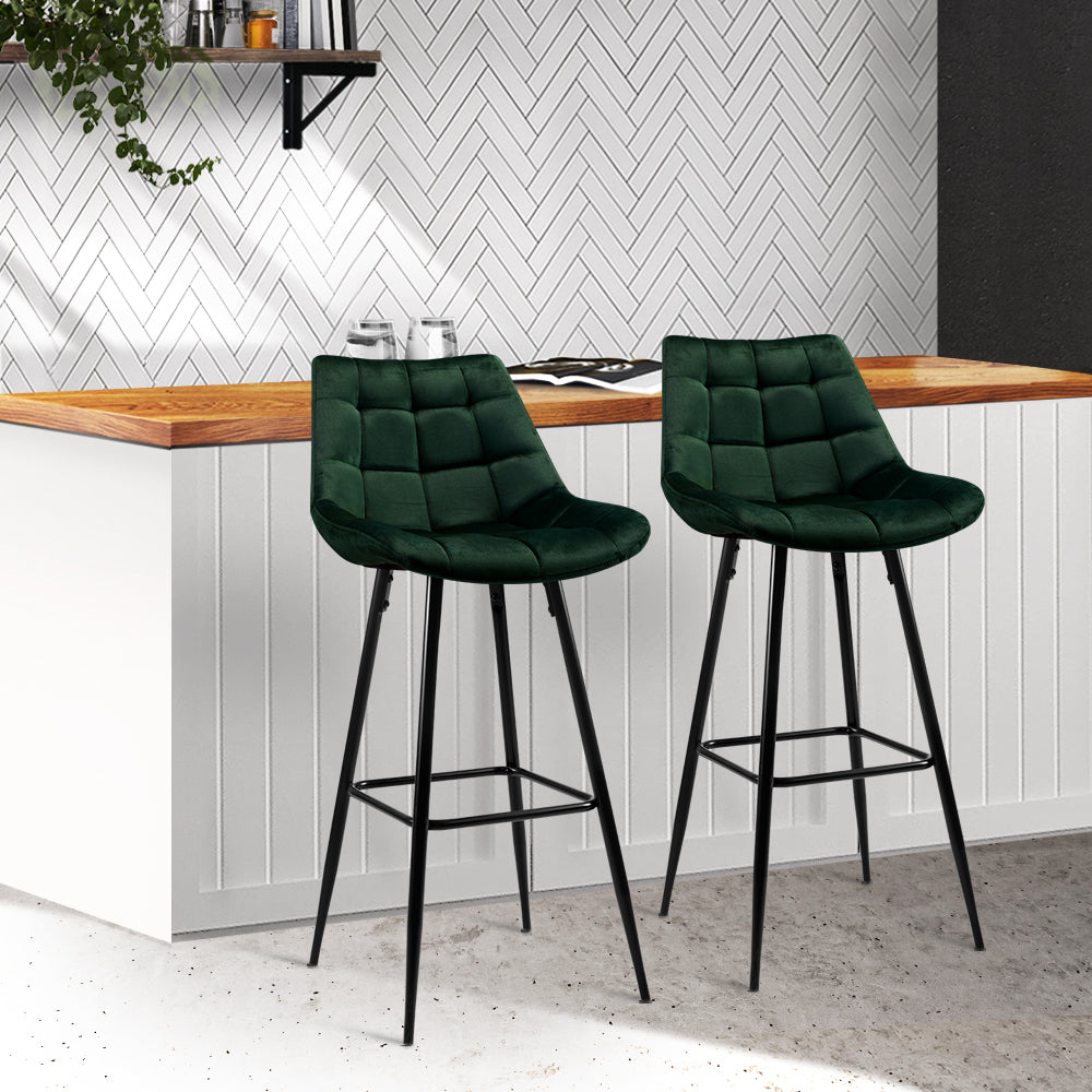 Stool Haven Set of 2 Velvet Bar Stools - Green