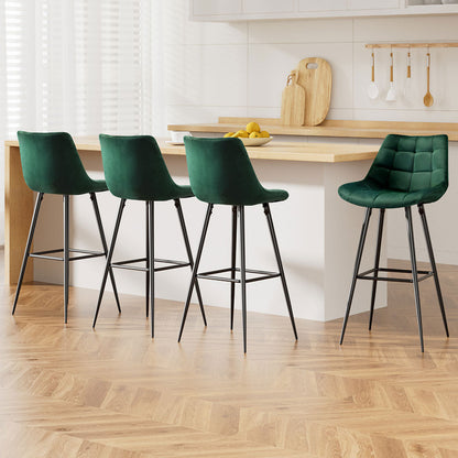 Stool Haven 4x Bar Stools Velvet Chairs Green