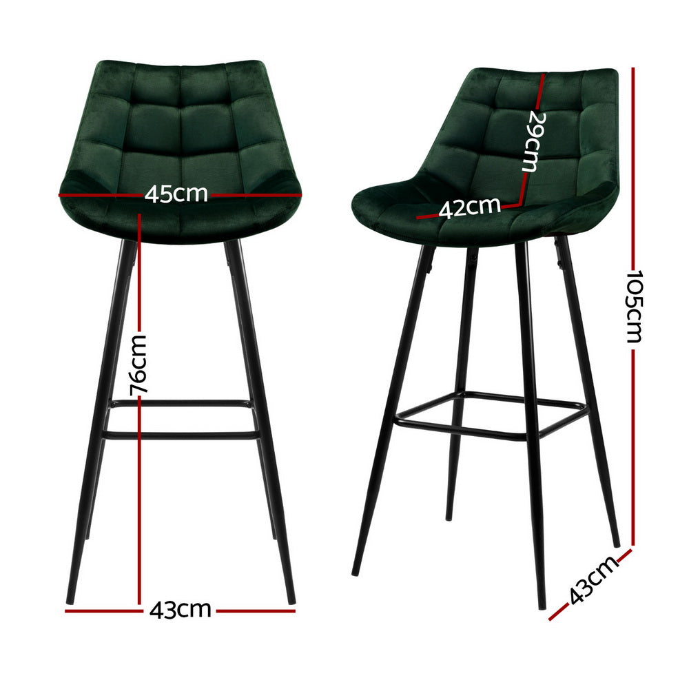 Stool Haven 4x Bar Stools Velvet Chairs Green