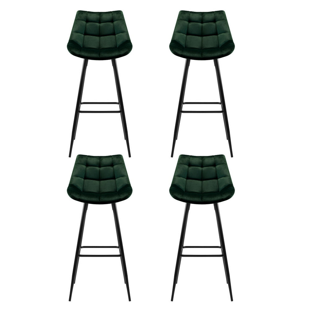 Stool Haven 4x Bar Stools Velvet Chairs Green