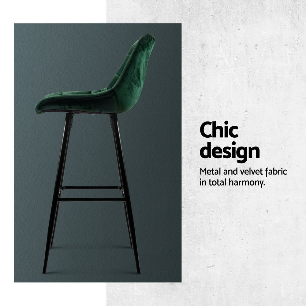 Stool Haven 4x Bar Stools Velvet Chairs Green