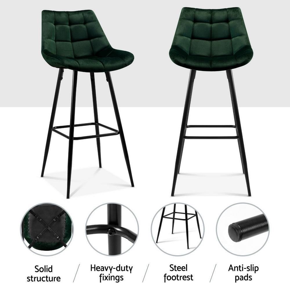 Stool Haven 4x Bar Stools Velvet Chairs Green