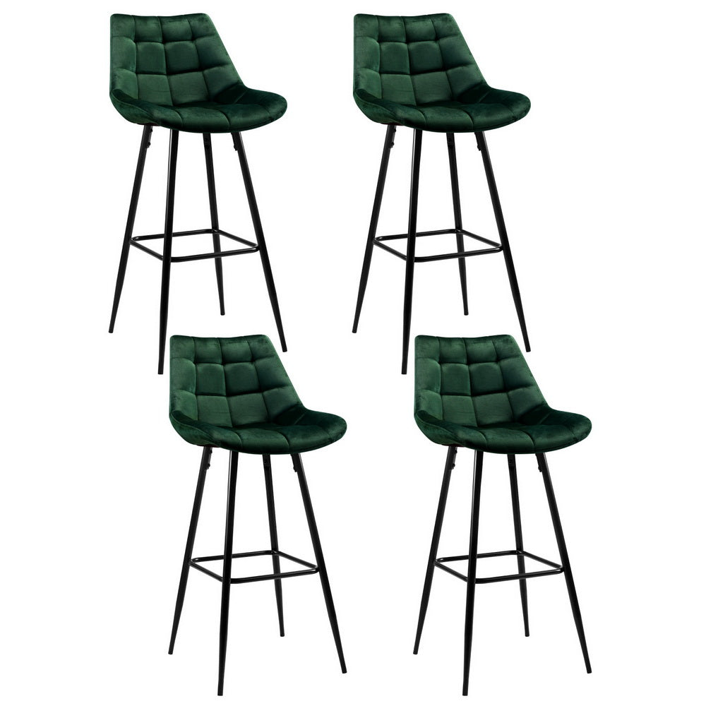 Stool Haven 4x Bar Stools Velvet Chairs Green
